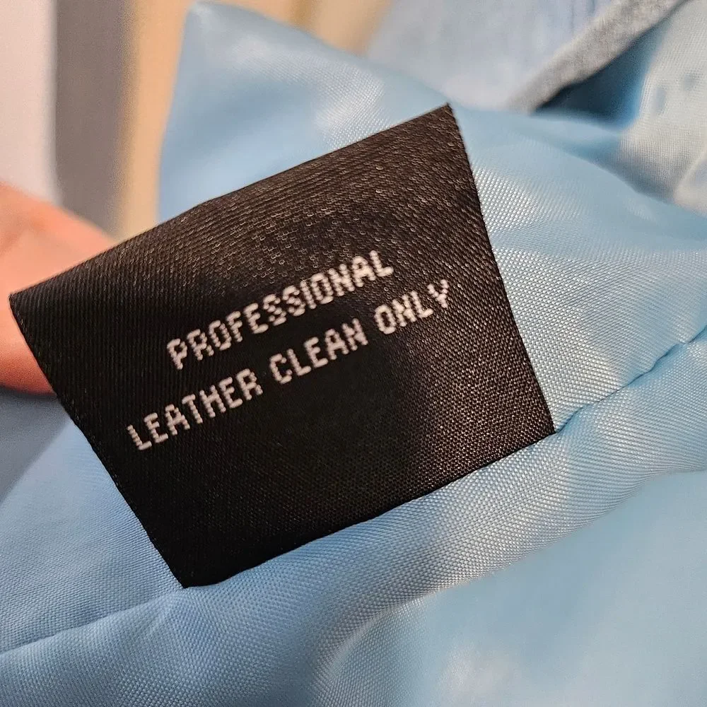 Y2k Women's Sky Blue Button Down 100% Suede Leather Shirt. Preowned Obviosly . - Picture 4 of 15